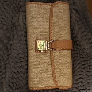 Dooney & Bourke Beige and Tan Logo Clutch